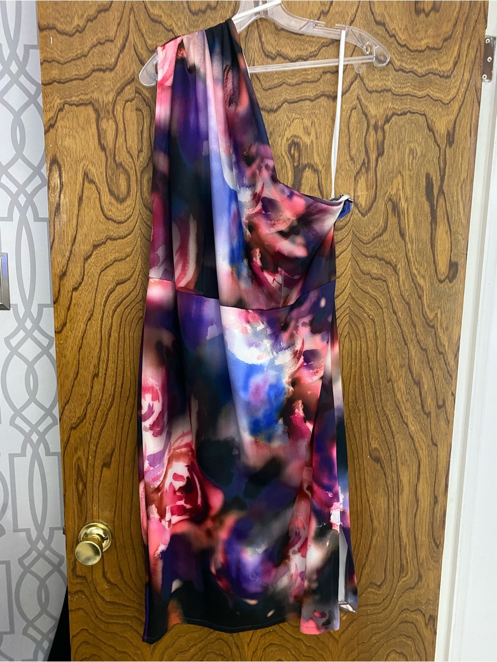 ASOS One-Shoulder Multicolor Abstract Print Dress - Picture 2 of 3